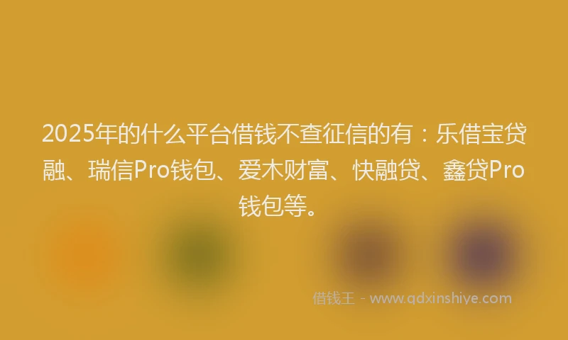 2025年的什么平台借钱不查征信的有：乐借宝贷融、瑞信Pro钱包、爱木财富、快融贷、鑫贷Pro钱包等。
