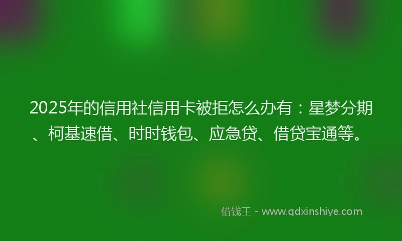2025年的信用社信用卡被拒怎么办有：星梦分期、柯基速借、时时钱包、应急贷、借贷宝通等。