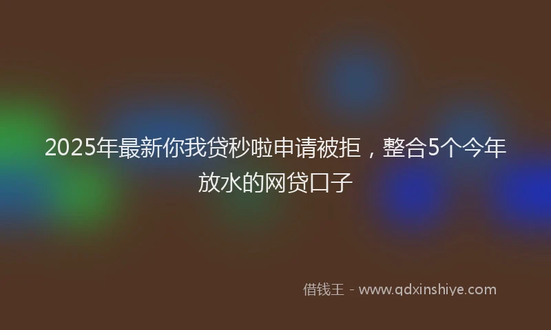 2025年最新你我贷秒啦申请被拒，整合5个今年放水的网贷口子