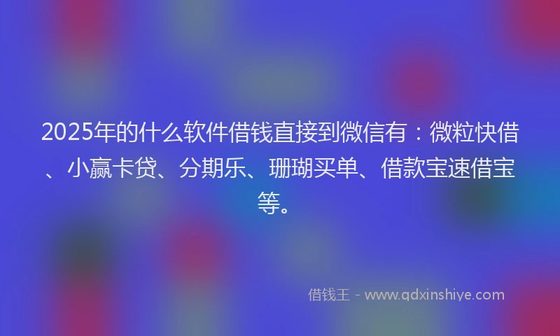 2025年的什么软件借钱直接到微信有：微粒快借、小赢卡贷、分期乐、珊瑚买单、借款宝速借宝等。