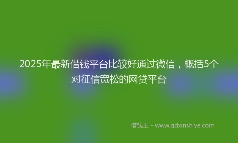2025年最新借钱平台比较好通过微信，概括5个对征信宽松的网贷平台