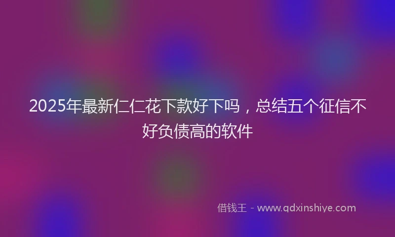 2025年最新仁仁花下款好下吗，总结五个征信不好负债高的软件