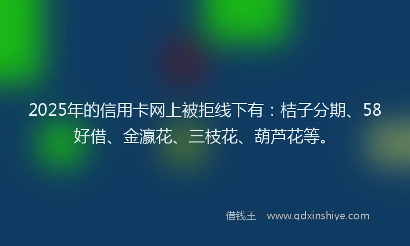 2025年的信用卡网上被拒线下有：桔子分期、58好借、金瀛花、三枝花、葫芦花等。