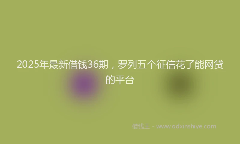 2025年最新借钱36期，罗列五个征信花了能网贷的平台
