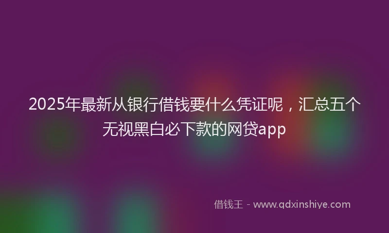 2025年最新从银行借钱要什么凭证呢，汇总五个无视黑白必下款的网贷app