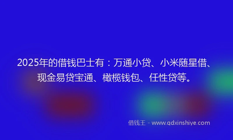 2025年的借钱巴士有：万通小贷、小米随星借、现金易贷宝通、橄榄钱包、任性贷等。