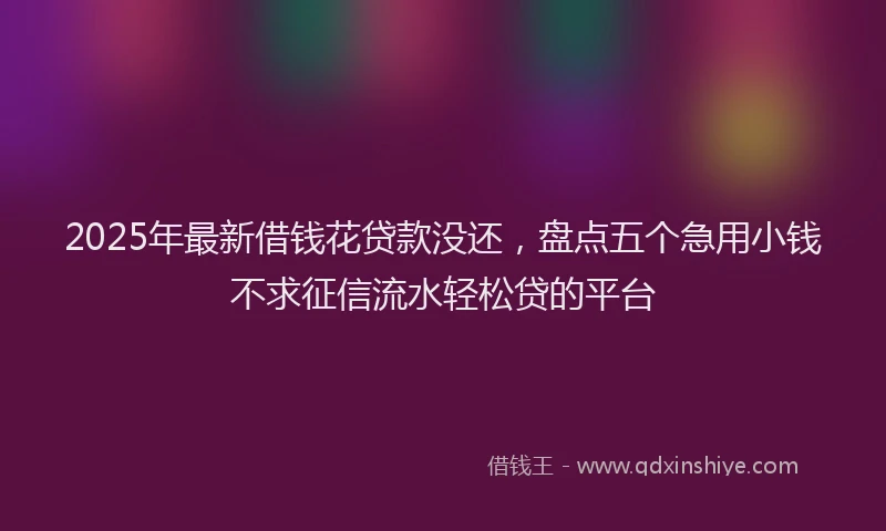 2025年最新借钱花贷款没还，盘点五个急用小钱不求征信流水轻松贷的平台