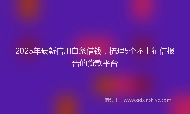 2025年最新信用白条借钱，梳理5个不上征信报告的贷款平台