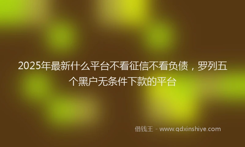 2025年最新什么平台不看征信不看负债，罗列五个黑户无条件下款的平台