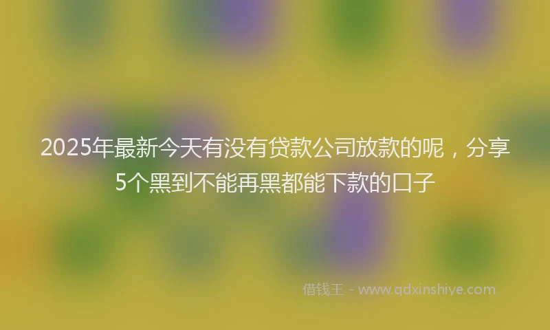 2025年最新今天有没有贷款公司放款的呢，分享5个黑到不能再黑都能下款的口子