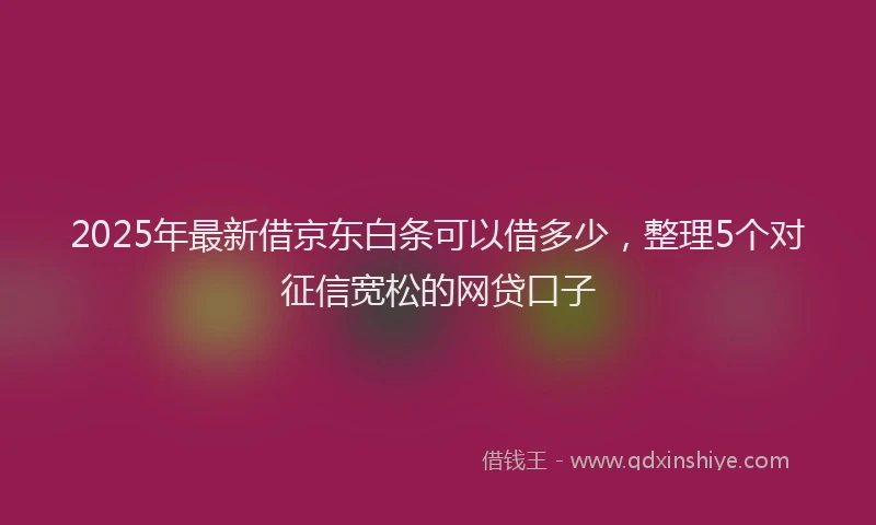 2025年最新借京东白条可以借多少，整理5个对征信宽松的网贷口子