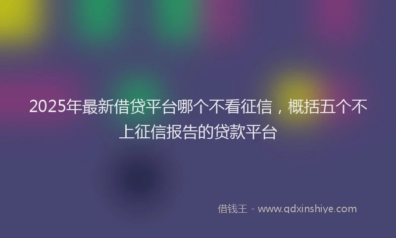 2025年最新借贷平台哪个不看征信，概括五个不上征信报告的贷款平台