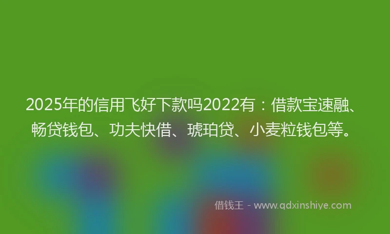 2025年的信用飞好下款吗2022有：借款宝速融、畅贷钱包、功夫快借、琥珀贷、小麦粒钱包等。
