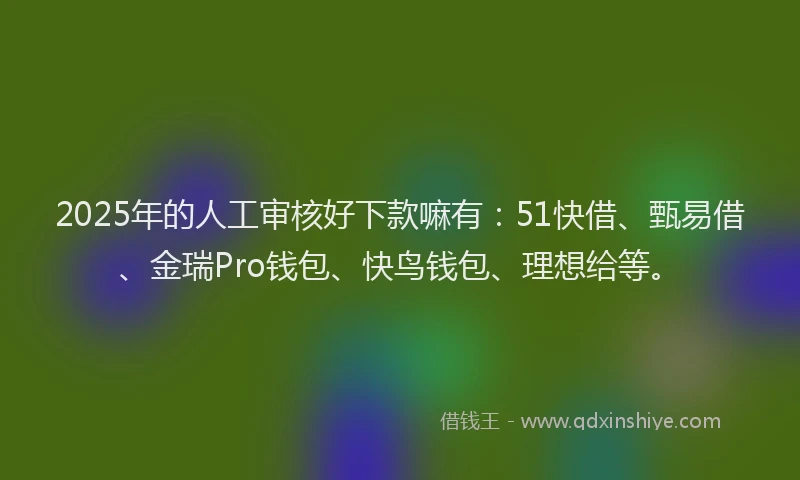 2025年的人工审核好下款嘛有：51快借、甄易借、金瑞Pro钱包、快鸟钱包、理想给等。