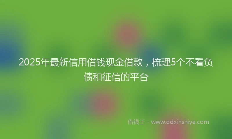 2025年最新信用借钱现金借款，梳理5个不看负债和征信的平台