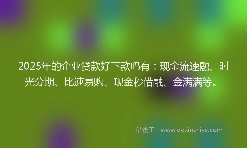 2025年的企业贷款好下款吗有：现金流速融、时光分期、比速易购、现金秒借融、金满满等。