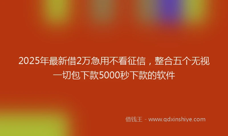 2025年最新借2万急用不看征信，整合五个无视一切包下款5000秒下款的软件
