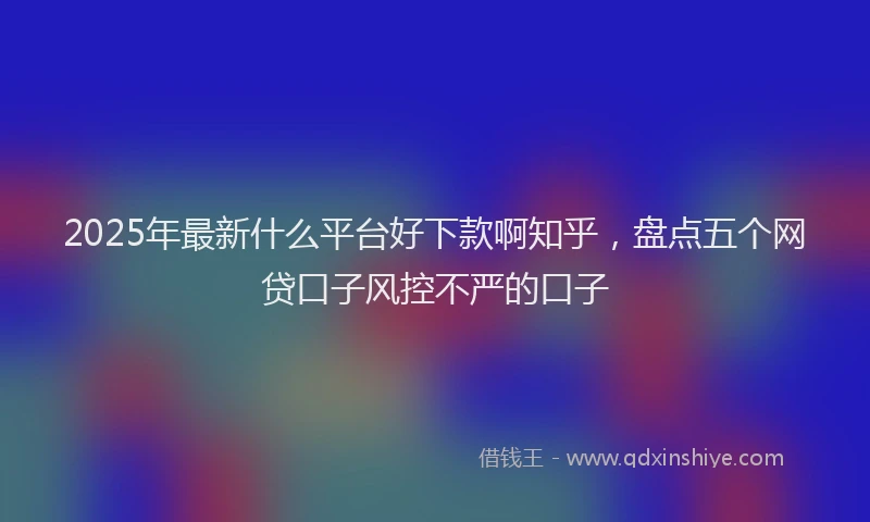 2025年最新什么平台好下款啊知乎，盘点五个网贷口子风控不严的口子