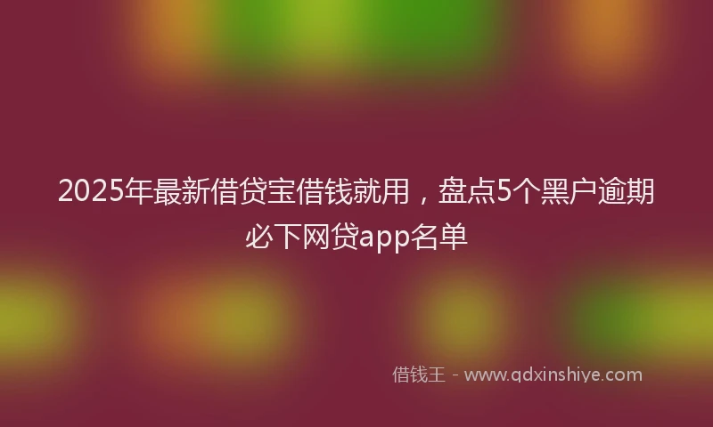2025年最新借贷宝借钱就用，盘点5个黑户逾期必下网贷app名单