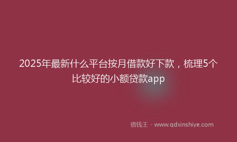 2025年最新什么平台按月借款好下款，梳理5个比较好的小额贷款app