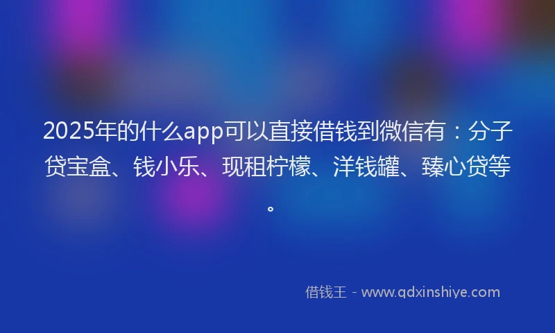 2025年的什么app可以直接借钱到微信有：分子贷宝盒、钱小乐、现租柠檬、洋钱罐、臻心贷等。