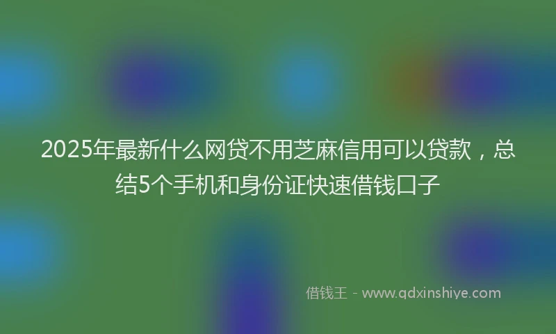 2025年最新什么网贷不用芝麻信用可以贷款，总结5个手机和身份证快速借钱口子
