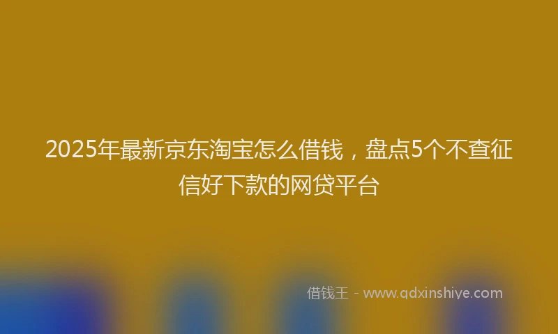 2025年最新京东淘宝怎么借钱，盘点5个不查征信好下款的网贷平台
