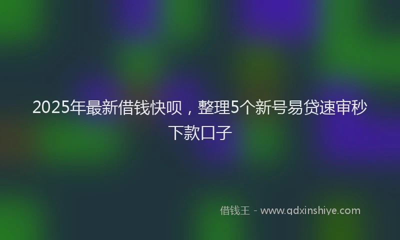 2025年最新借钱快呗，整理5个新号易贷速审秒下款口子