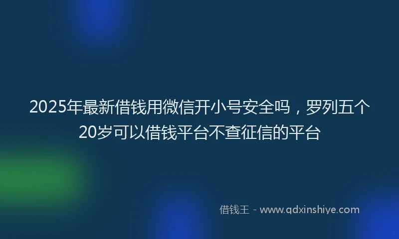 2025年最新借钱用微信开小号安全吗，罗列五个20岁可以借钱平台不查征信的平台