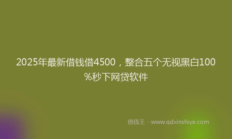 2025年最新借钱借4500，整合五个无视黑白100%秒下网贷软件