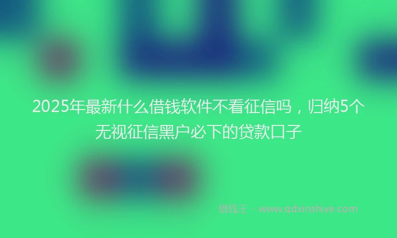 2025年最新什么借钱软件不看征信吗，归纳5个无视征信黑户必下的贷款口子