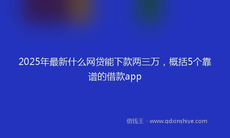 2025年最新什么网贷能下款两三万，概括5个靠谱的借款app