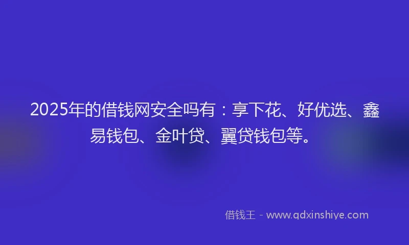 2025年的借钱网安全吗有：享下花、好优选、鑫易钱包、金叶贷、翼贷钱包等。