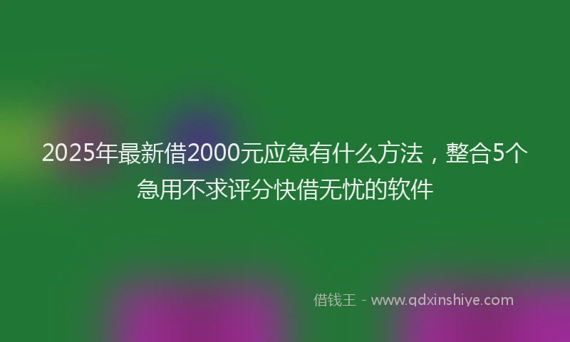 2025年最新借2000元应急有什么方法，整合5个急用不求评分快借无忧的软件