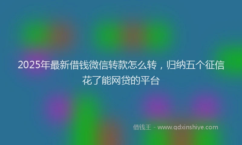 2025年最新借钱微信转款怎么转，归纳五个征信花了能网贷的平台