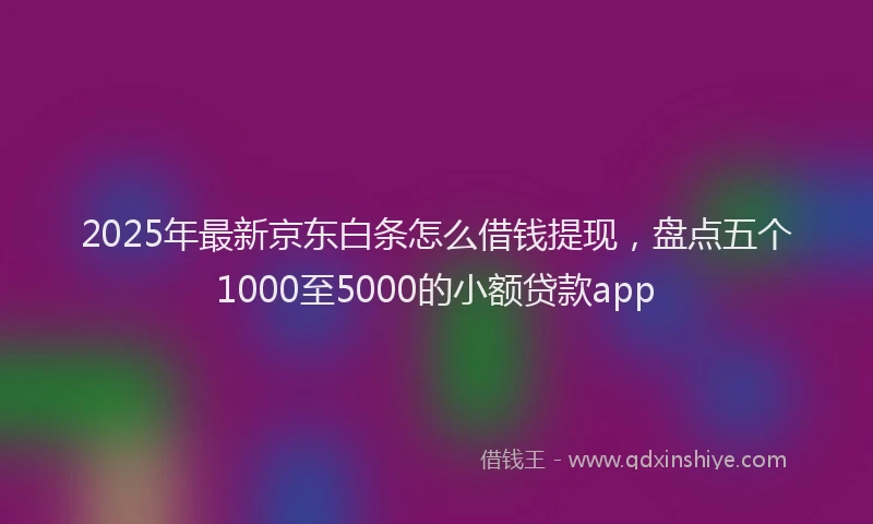 2025年最新京东白条怎么借钱提现，盘点五个1000至5000的小额贷款app