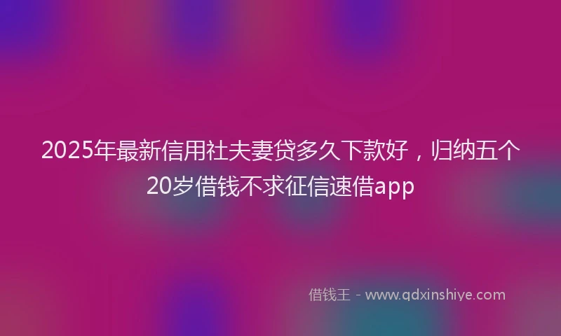2025年最新信用社夫妻贷多久下款好，归纳五个20岁借钱不求征信速借app
