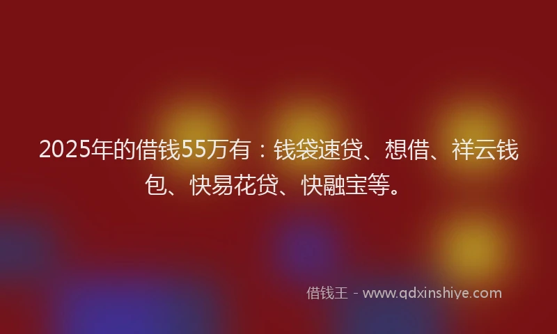 2025年的借钱55万有：钱袋速贷、想借、祥云钱包、快易花贷、快融宝等。