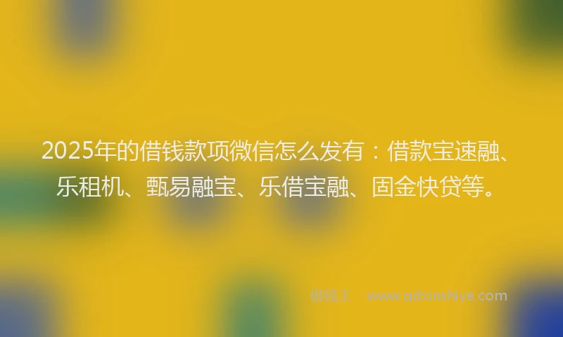 2025年的借钱款项微信怎么发有：借款宝速融、乐租机、甄易融宝、乐借宝融、固金快贷等。