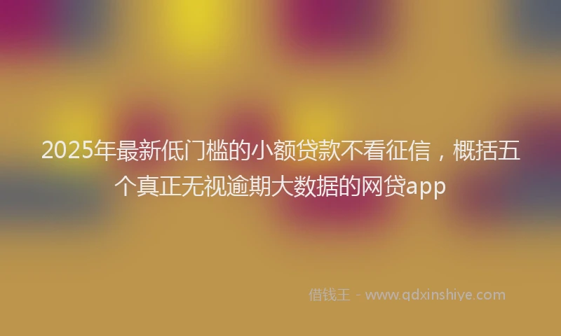2025年最新低门槛的小额贷款不看征信，概括五个真正无视逾期大数据的网贷app