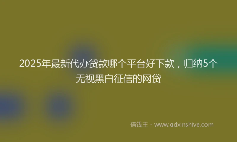 2025年最新代办贷款哪个平台好下款，归纳5个无视黑白征信的网贷