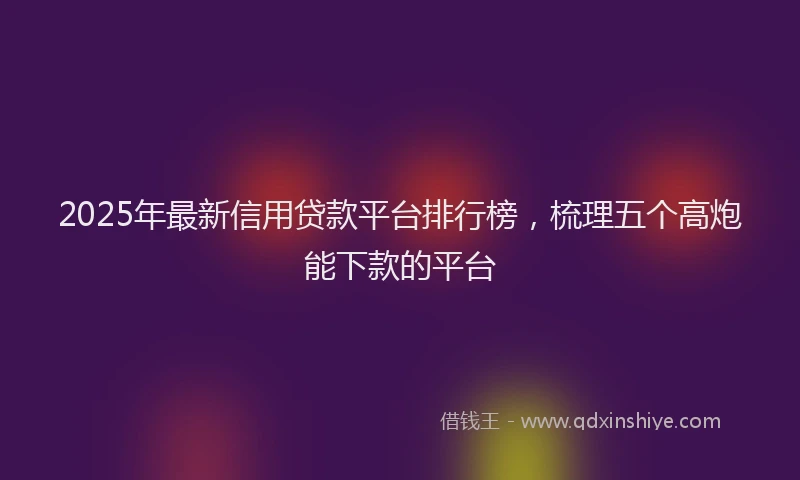 2025年最新信用贷款平台排行榜，梳理五个高炮能下款的平台