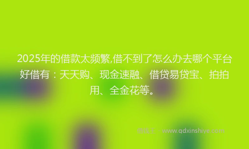 2025年的借款太频繁,借不到了怎么办去哪个平台好借有：天天购、现金速融、借贷易贷宝、拍拍用、全金花等。