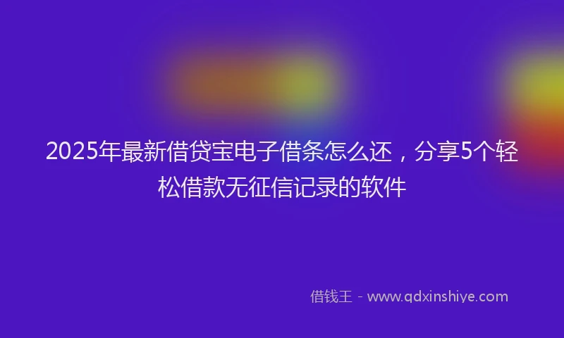 2025年最新借贷宝电子借条怎么还，分享5个轻松借款无征信记录的软件