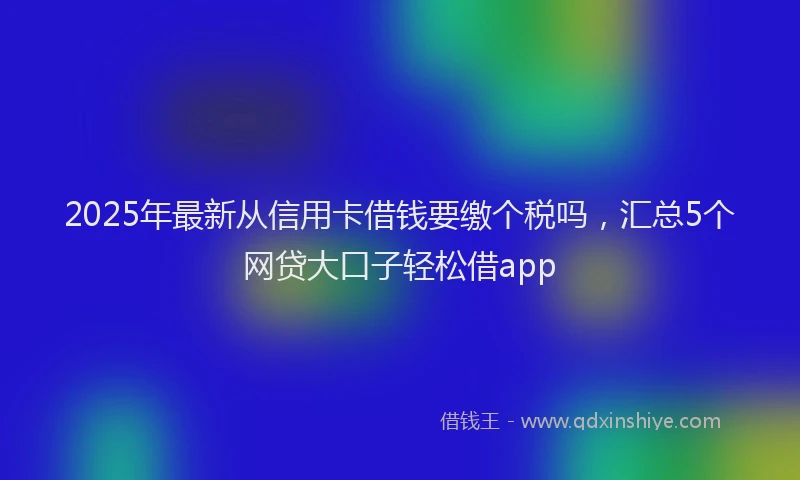2025年最新从信用卡借钱要缴个税吗，汇总5个网贷大口子轻松借app