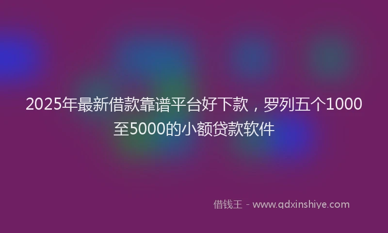 2025年最新借款靠谱平台好下款，罗列五个1000至5000的小额贷款软件