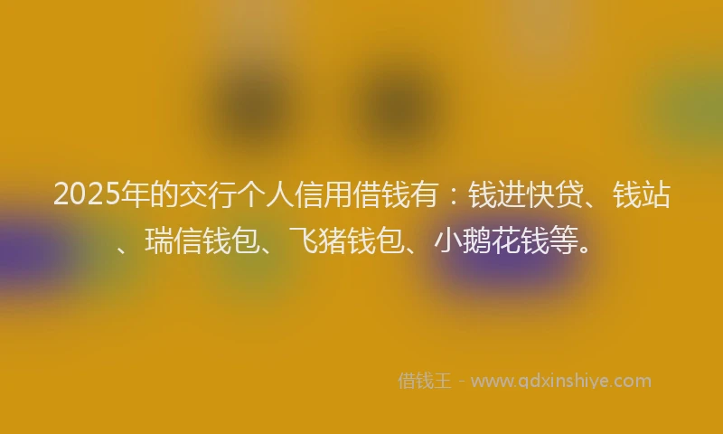 2025年的交行个人信用借钱有：钱进快贷、钱站、瑞信钱包、飞猪钱包、小鹅花钱等。