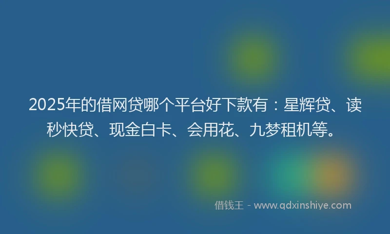 2025年的借网贷哪个平台好下款有：星辉贷、读秒快贷、现金白卡、会用花、九梦租机等。