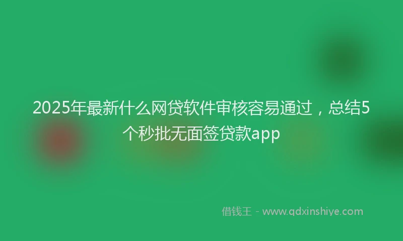 2025年最新什么网贷软件审核容易通过，总结5个秒批无面签贷款app