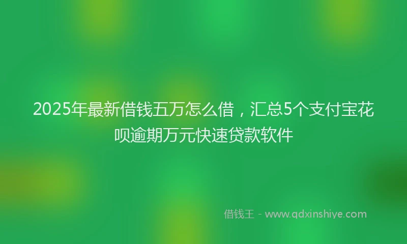 2025年最新借钱五万怎么借，汇总5个支付宝花呗逾期万元快速贷款软件